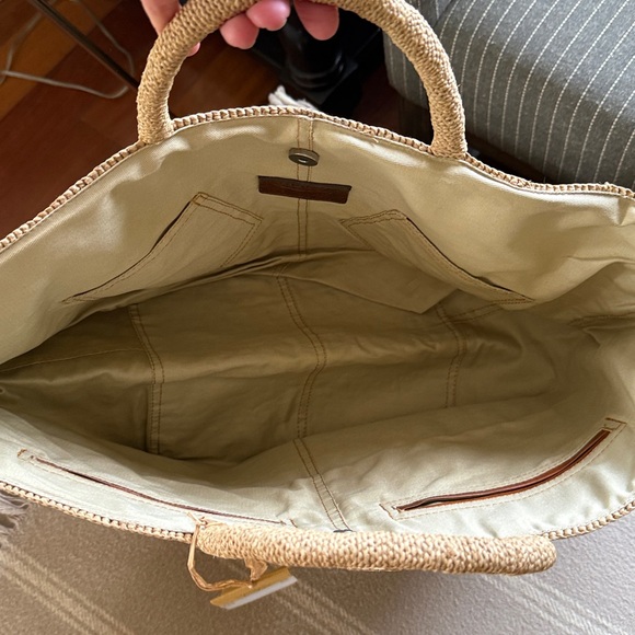 NWT IBELIV Raffia Tote Vanilla Tea Handwoven Raffia Large - Picture 10 of 12